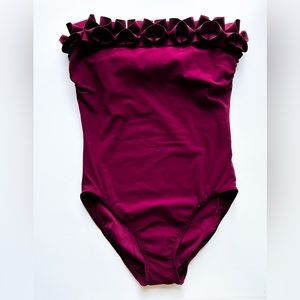 Karla Colletto Ellery Bandeau Burgundy Swim Suit